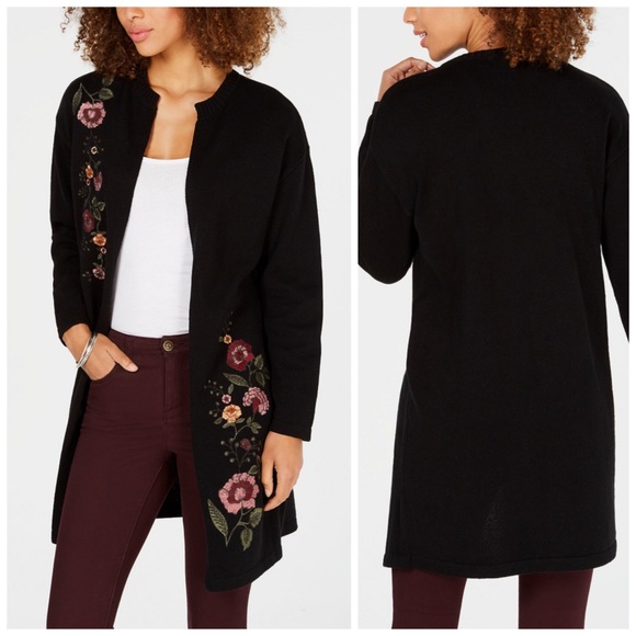 Style & Co. Sweaters - Style & Co Embroidered Duster Open Cardigan XLarge